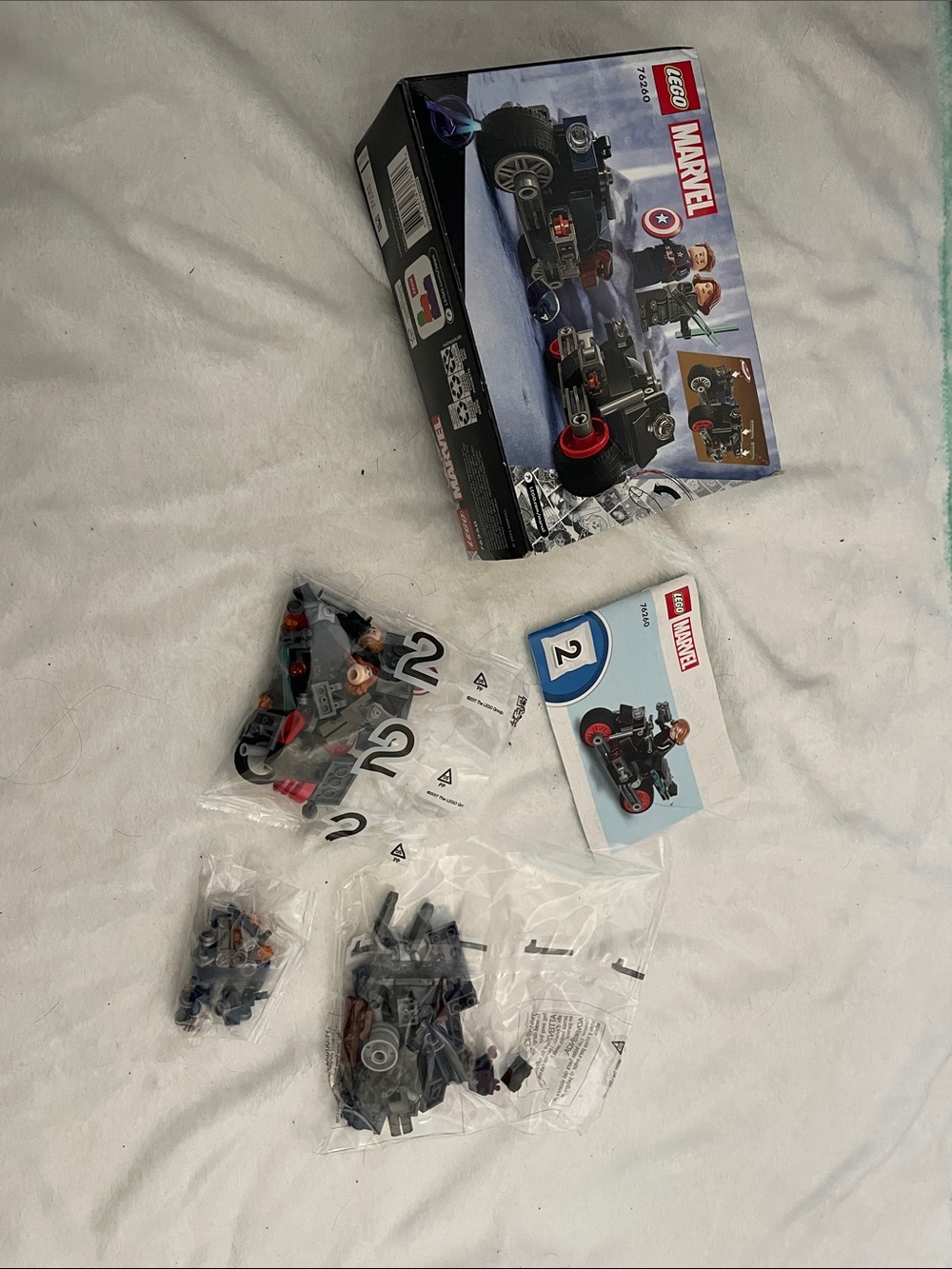 LEGO Marvel Captain America and Black Widow Motorcycle Build Set